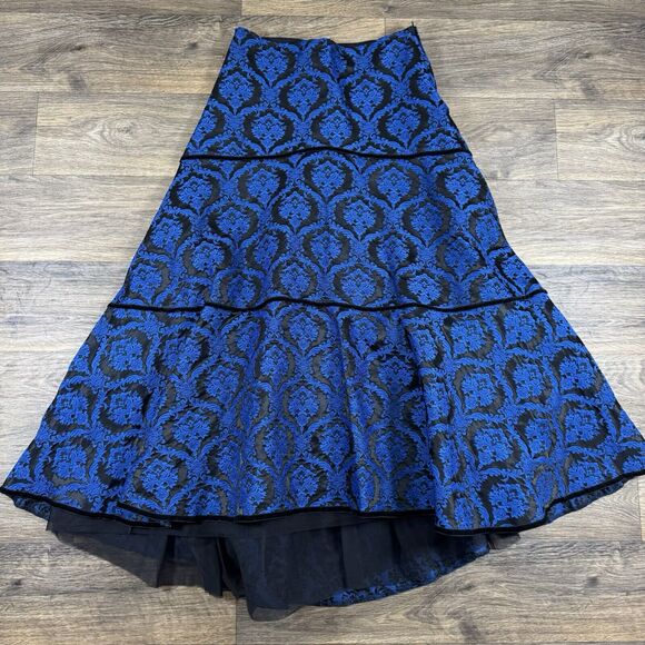 Shrine Of Hollywood Tapestry Vintage Goth Black Blue Maxi Skirt Sz S Long